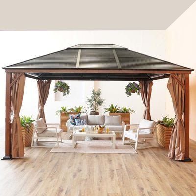 Jasmy Gazebo with Curtains-Black/Brown-3.6x4.6 M-With 2-Year Warranty - Image 2