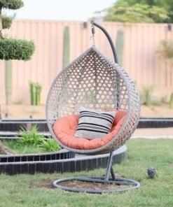Alternative view of Arabian Hanging Swing with Cushion-White/Orange