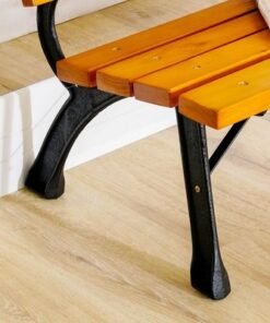 Inaya Cast Iron Park Bench-Natural Wood/Black