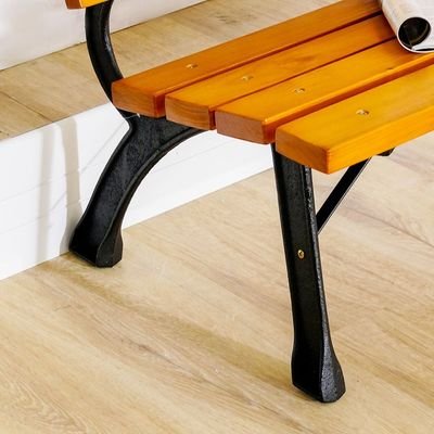 Inaya Cast Iron Park Bench-Natural Wood/Black