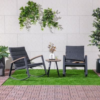 Raven 1 + 2-Seater Rocking Balcony Set-Dark Grey