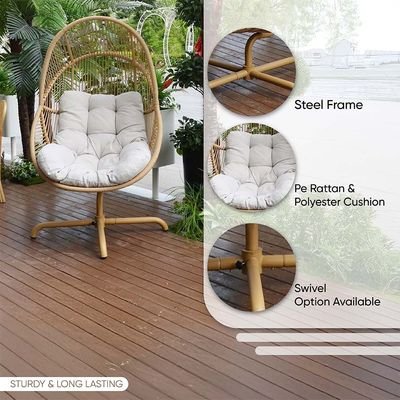 Evelyn Outdoor Swivel Chair-Grey/Brown