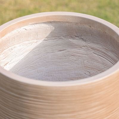 Fiber Clay Pot with Rattan Design-Beige-48x48x75 CM - Image 3