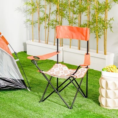 Folding Picnic Chair-Orange/White-54x54x92 cm - Image 5