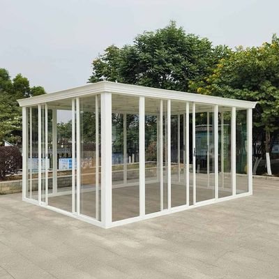 Eden House Gazebo with Light-White/Transparent-3.7x5.5x2.5 M-With 2-Year Warranty-By Ziantti