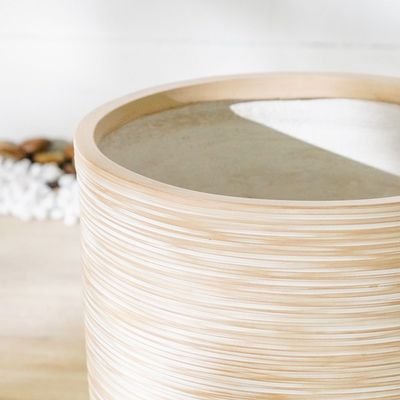 Fiber Clay Pot-Rattan Design-Beige-44x44x40 CM - Image 5