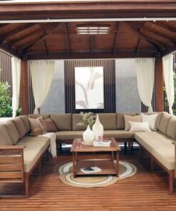 Royal Wooden Gazebo-Brown-4.4x4.4x3.4 M-AIDH60100 - Image 5