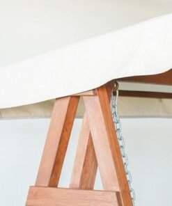 Camry 2-Seater Wooden Swing with Canopy-Brown/Beige