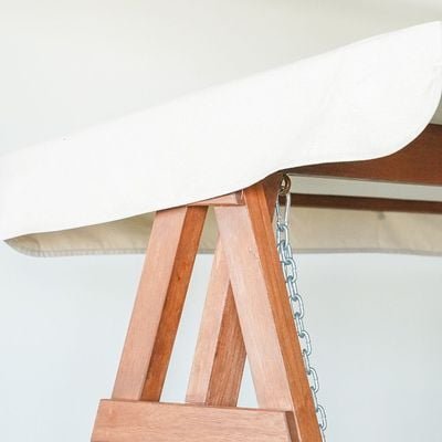 Camry 2-Seater Wooden Swing with Canopy-Brown/Beige
