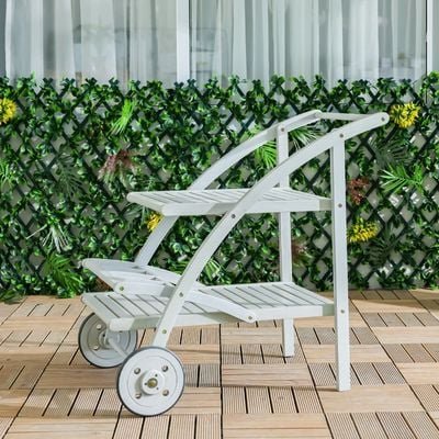 Wooden Serving Trolley-Grey - Image 2
