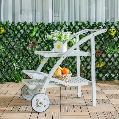 Wooden Serving Trolley-Grey - Image 3