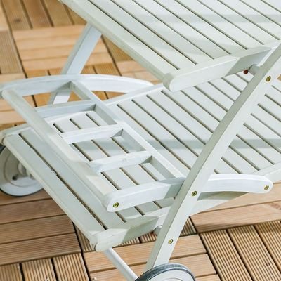 Wooden Serving Trolley-Grey - Image 4