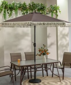 Alternative view of Oasis Umbrella with Tassel without Base-Coffee-2.7m-With 6-Month Warranty