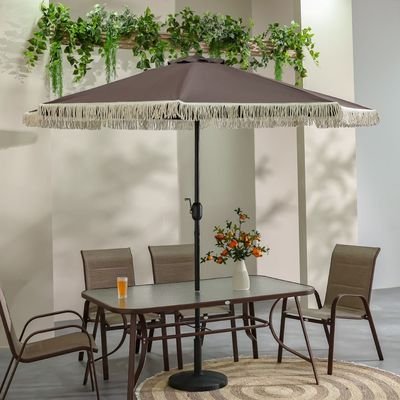 Oasis Umbrella with Tassel without Base-Coffee-2.7m-With 6-Month Warranty - Image 2