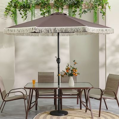 Oasis Umbrella with Tassel without Base-Coffee-2.7m-With 6-Month Warranty - Image 3