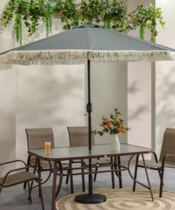 Alternative view of Oasis Umbrella with Tassel without Base-Grey-2.7m-With 6-Month Warranty