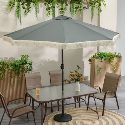 Oasis Umbrella with Tassel without Base-Grey-2.7m-With 6-Month Warranty - Image 3