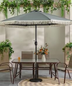 Oasis Umbrella with Tassel without Base-Grey-2.7m-With 6-Month Warranty - Image 4