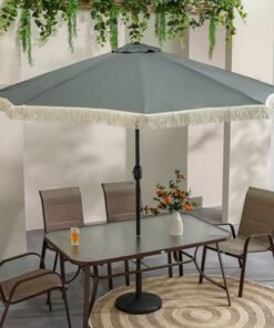 Oasis Umbrella with Tassel without Base-Grey-2.7m-With 6-Month Warranty