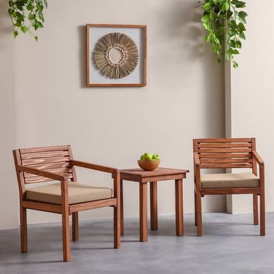 Coral 1 + 2-Seater Wooden Balcony Set-Brown-With 1-Year Warranty - Image 2