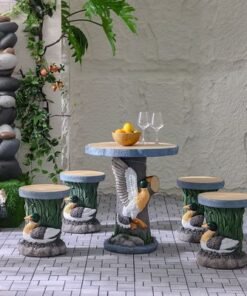 Cement 1 + 4-Seater Swan Dining Set - Multi-color - With 1-Year Warranty - Image 3