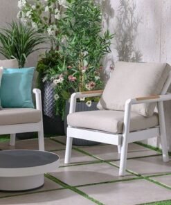 Genova 5-Seater Aluminum Sofa Set with 2 Tables-Beige/White-With 2-Year Warranty - Image 4