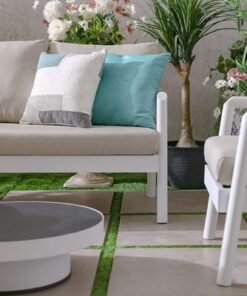 Genova 5-Seater Aluminum Sofa Set with 2 Tables-Beige/White-With 2-Year Warranty - Image 5