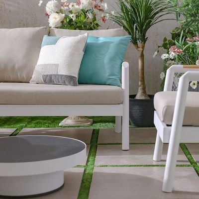 Genova 5-Seater Aluminum Sofa Set with 2 Tables-Beige/White-With 2-Year Warranty - Image 5