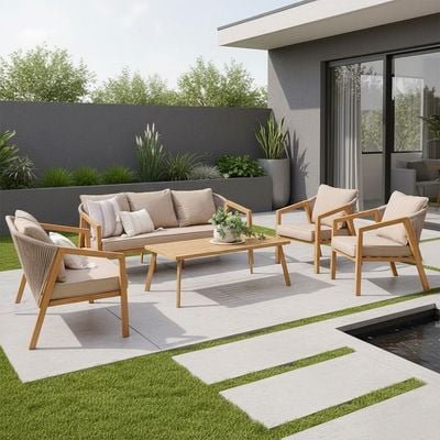 Snowe 7-Seater Sofa Set with Coffee Table-Beige-With 1-Year Warranty - Image 2