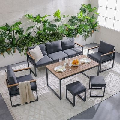 Ethen 7 Seater Sofa Set- Dark Grey/Black-With 1-Year Warranty - Image 3