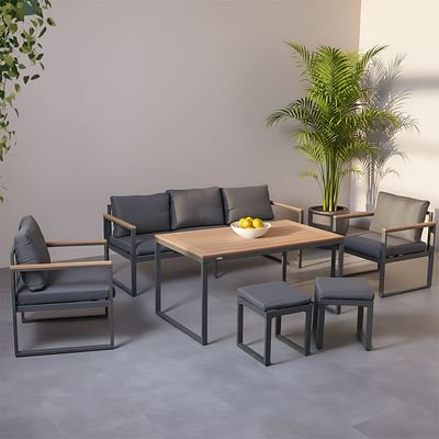 Ethen 7 Seater Sofa Set- Dark Grey/Black-With 1-Year Warranty - Image 2