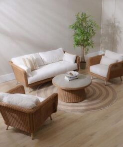 Alternative view of Santiago 5-Seater Rattan Sofa Set + Coffee Table-Brown/White-With 2-Year Warranty-By Ziantti