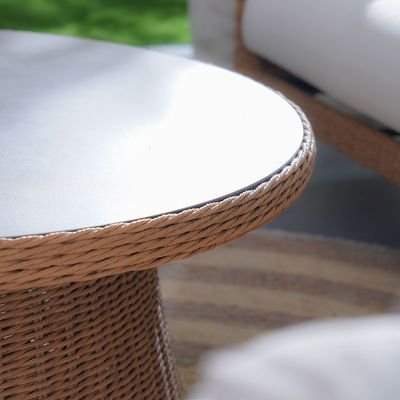 Santiago 5-Seater Rattan Sofa Set + Coffee Table-Brown/White-With 2-Year Warranty-By Ziantti