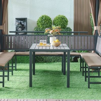 Titan Metal Gazebo with Seating-Grey/Brown-3x3 M-With 2-Year Warranty - Image 5
