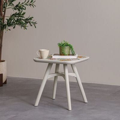 Prisma Square Coffee Table-Beige with Floral Print - Image 2