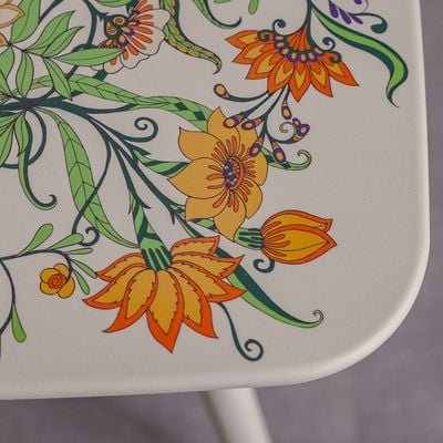 Prisma Square Coffee Table-Beige with Floral Print - Image 3