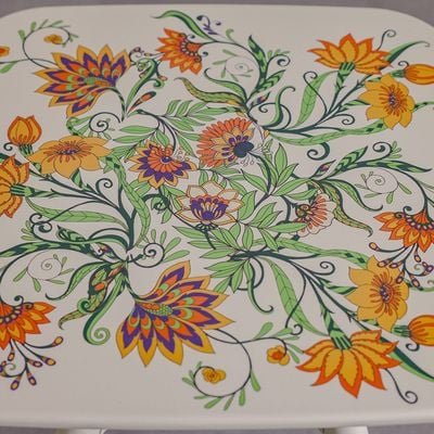Prisma Square Coffee Table-Beige with Floral Print - Image 4