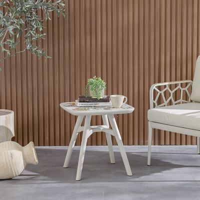 Prisma Square Coffee Table-Beige with Floral Print