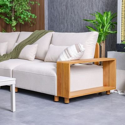 Geneva 5-Seater Luxury Corner Sofa Set with Coffee Table-Beige/Apricot/Teak-With 3-Year Warranty-By Ziantti - Image 4