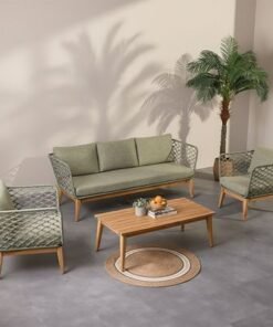 Alternative view of Olive 5-Seater Sofa Set - Olive Green/Natural Wood - With 2-Year Warranty