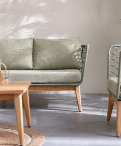 Olive 5-Seater Sofa Set - Olive Green/Natural Wood - With 2-Year Warranty - Image 5