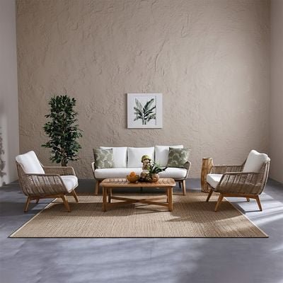 Honey 5-Seater Sofa Set - Beige/Natural Wood - With 2-Year Warranty - Image 3