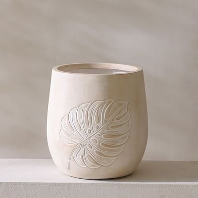Fibre Clay Pot-Leaf Design-43.5x43.5x44 cm - Image 2