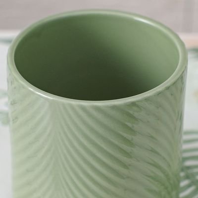 Ceramic Leaf Pot- Green 13X13X13 Cm - Image 3
