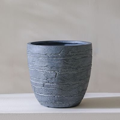 Fibre Clay Pot-Brick Design-Grey-37x37x35 cm - Image 2