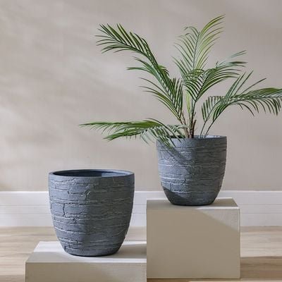 Fibre Clay Pot-Brick Design-Grey-37x37x35 cm - Image 4