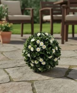 Alternative view of Artificial Topiary Ball-Bougainvillea + Daisy-28 cm