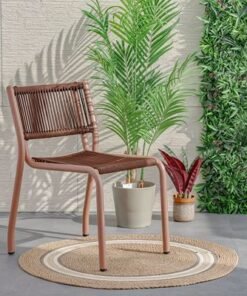 The Loom Outdoor Chair Without Arm-Brown/Red-With 1-Year Warranty