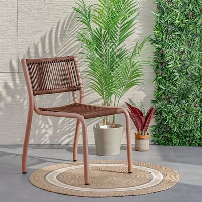 The Loom Outdoor Chair Without Arm-Brown/Red-With 1-Year Warranty