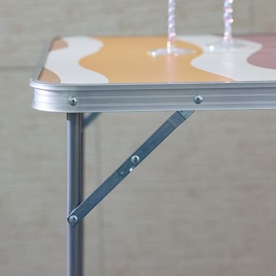 Picnic Folding Table 80X60X70Cm Marble Finish-Muted Desert Waves - Image 3